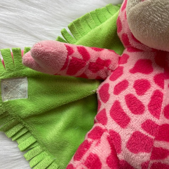 Fiesta Baby Giraffe Stuffed Animal 8" Pink Green Baby Blanket Lovey Kids Cuddle - Picture 5 of 6
